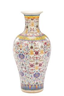 Appraisal: Chinese Enameled Floral Motif Oversized Vase Chinese th century with