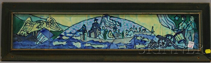 Appraisal: Richards Five-tile Frieze Depicting Washington Crossing the Delaware mid- th