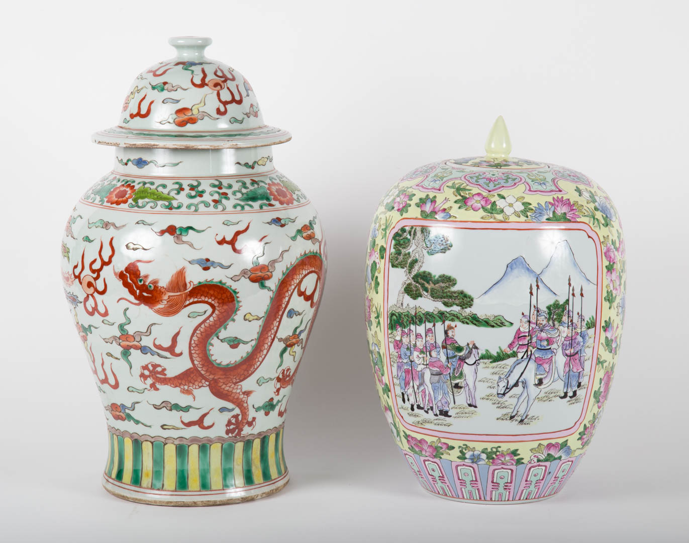 Appraisal: Two Chinese Export porcelain jars Famille Rose melon jar with