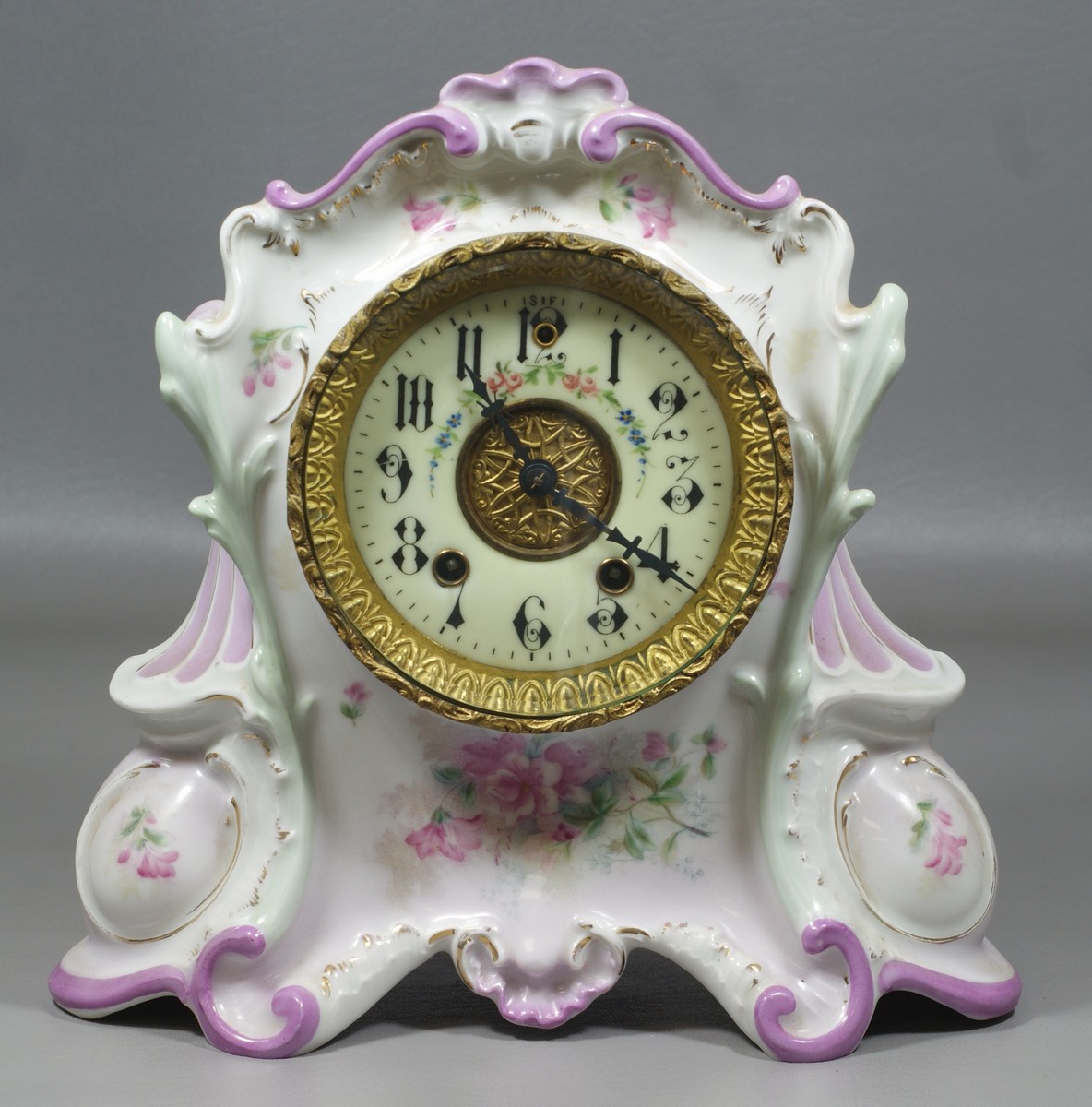 Appraisal: Gilbert Connecticut Clock Movement in a Porcelain Case decorated with