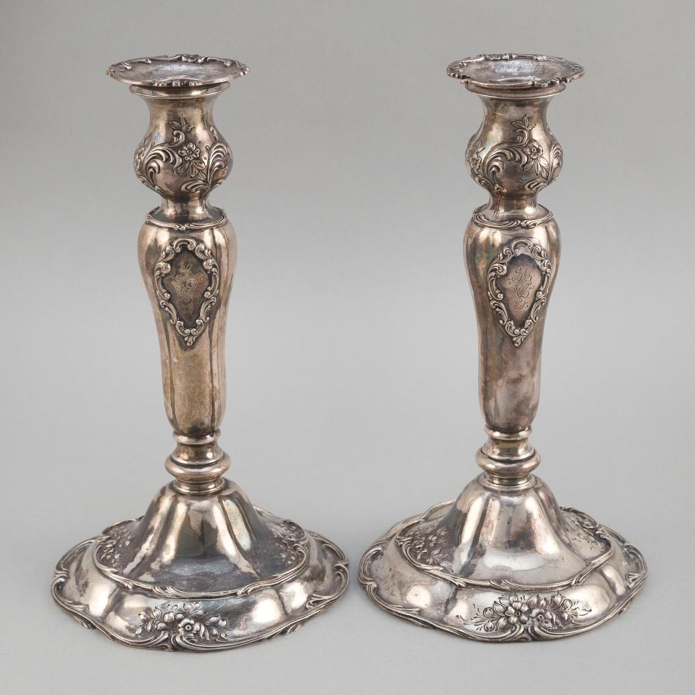 Appraisal: PAIR OF GORHAM WEIGHTED STERLING SILVER CANDLESTICKS AND PAIR OF