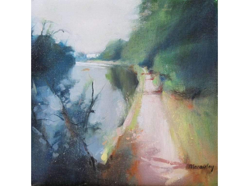 Appraisal: JAMES MACAULAY Oil on canvas 'River Path by the Nith