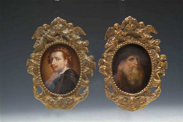 Appraisal: A PAIR OF OVAL MINIATURE PORTRAITS on ivory Leonardo da