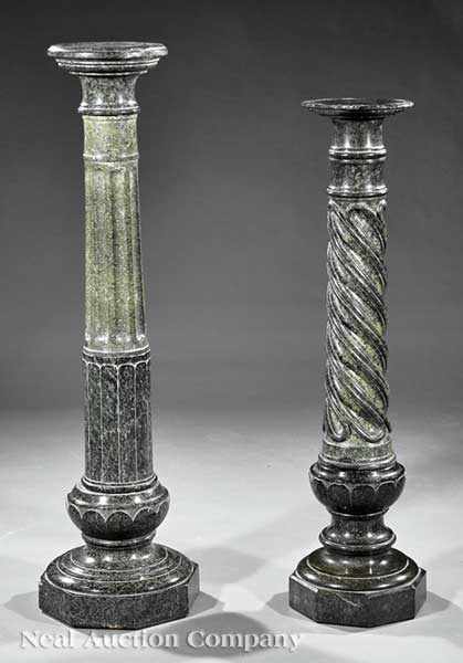 Appraisal: Two Italian Verde Marble Pedestals early th c with circular