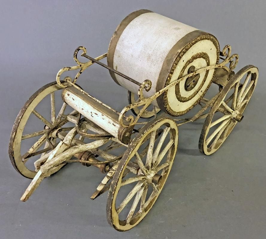 Appraisal: Miniature Fire Hose Horse Drawn Wagon Miniature wood and wrought