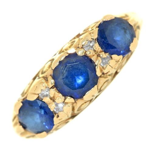 Appraisal: A sapphire and diamond ring in gold marked ct g