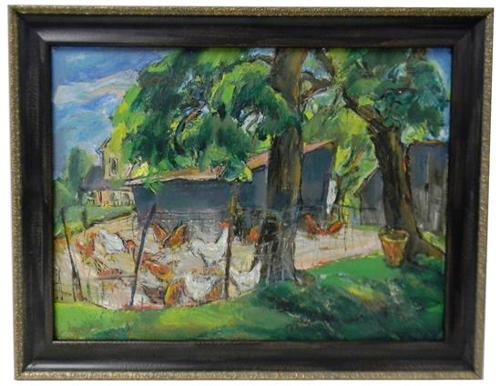 Appraisal: Marion Huse American - Chicken Yard Beneath the Elms oil