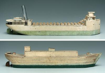 Appraisal: Two folk art cargo ships wooden hulls each laid up