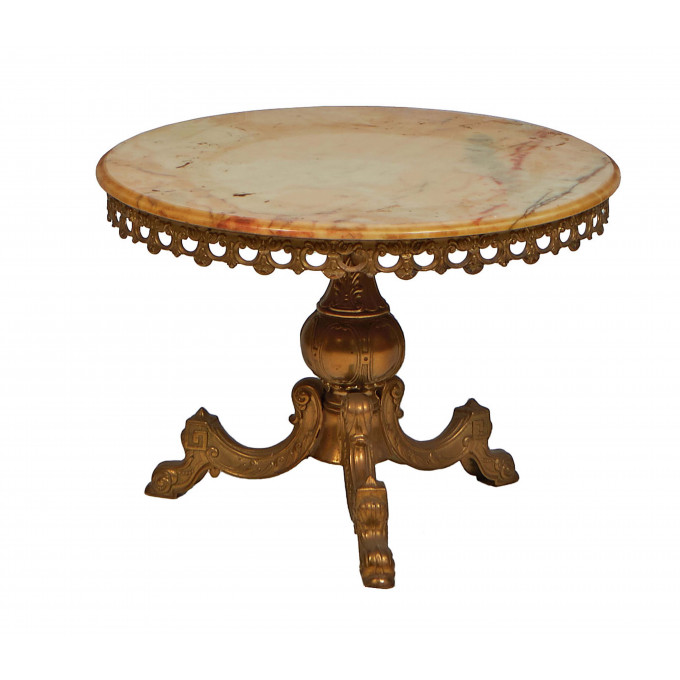 Appraisal: French Brass Louis XVI Style Marble Top Coffee Table th