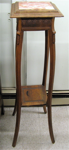 Appraisal: TALL WALNUT PLANT STAND American c with square inset marble