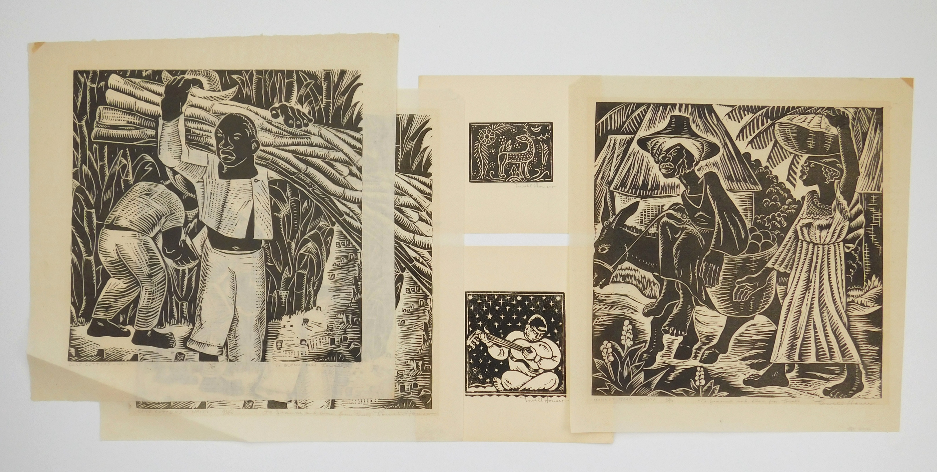 Appraisal: Lowell Houser - and ''Cane Cutters - Haiti''- woodblocks both