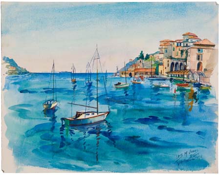 Appraisal: L IS MAILOU JONES Villa France Watercolor on wove paper