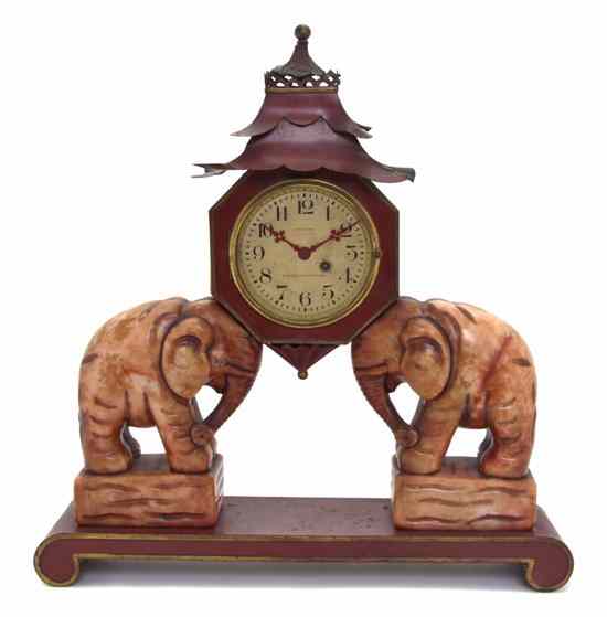 Appraisal: An American Tole Mantel Clock Waltham retailed by Bigelow Kennard