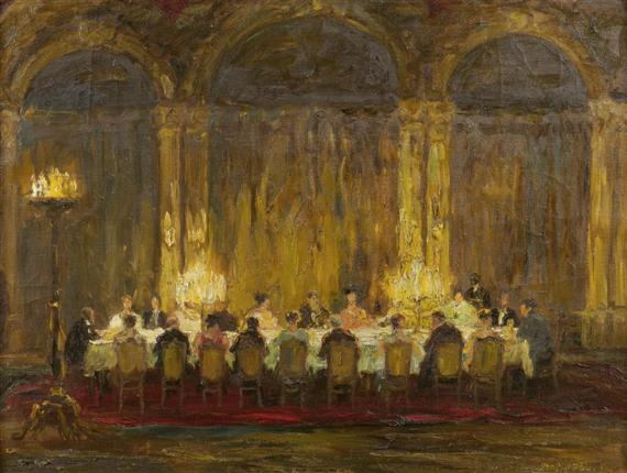 Appraisal: PIPPEL OTTO Lodz - Munich Dinner party Oil on canvas