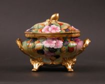 Appraisal: Andrews Hand-Painted Tureen Hand-painted tureen has a detachable lid and