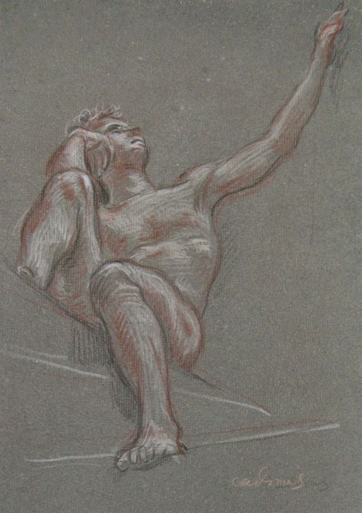 Appraisal: PAUL CADMUS AMERICAN - Crayon on Paper Nude Figure Study