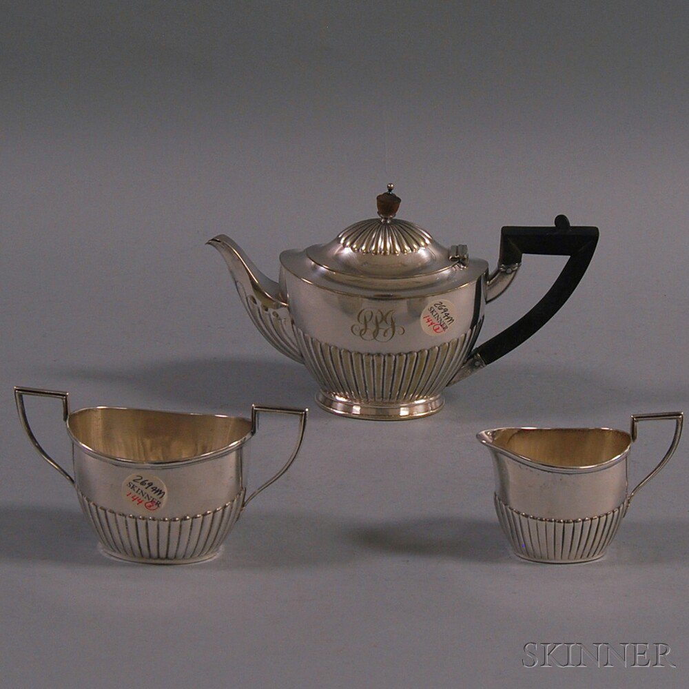 Appraisal: Assembled Three-piece Sterling Silver and Silver-plated Tea Set a Tiffany