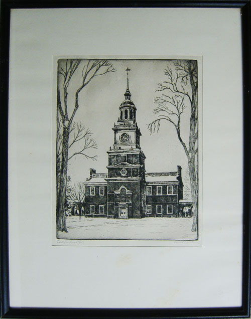 Appraisal: Edward Smith engraving of Independence Hall x