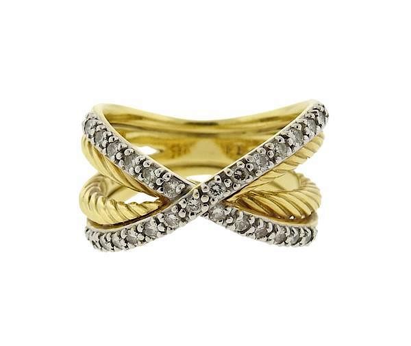 Appraisal: David Yurman K Gold Diamond Crossover Ring METAL K Gold