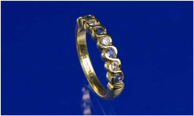 Appraisal: ct Gold Diamond And Sapphire Eternity Ring Set With Round