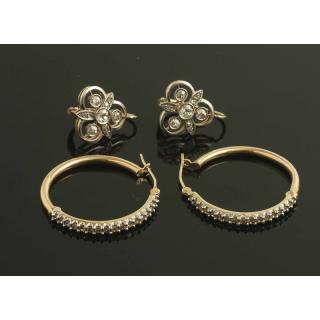 Appraisal: Two Pairs Diamond Earrings Pair of k gold earring containing