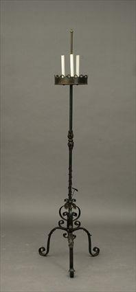 Appraisal: Wrought-Iron Floor Lamp with Tripod Base