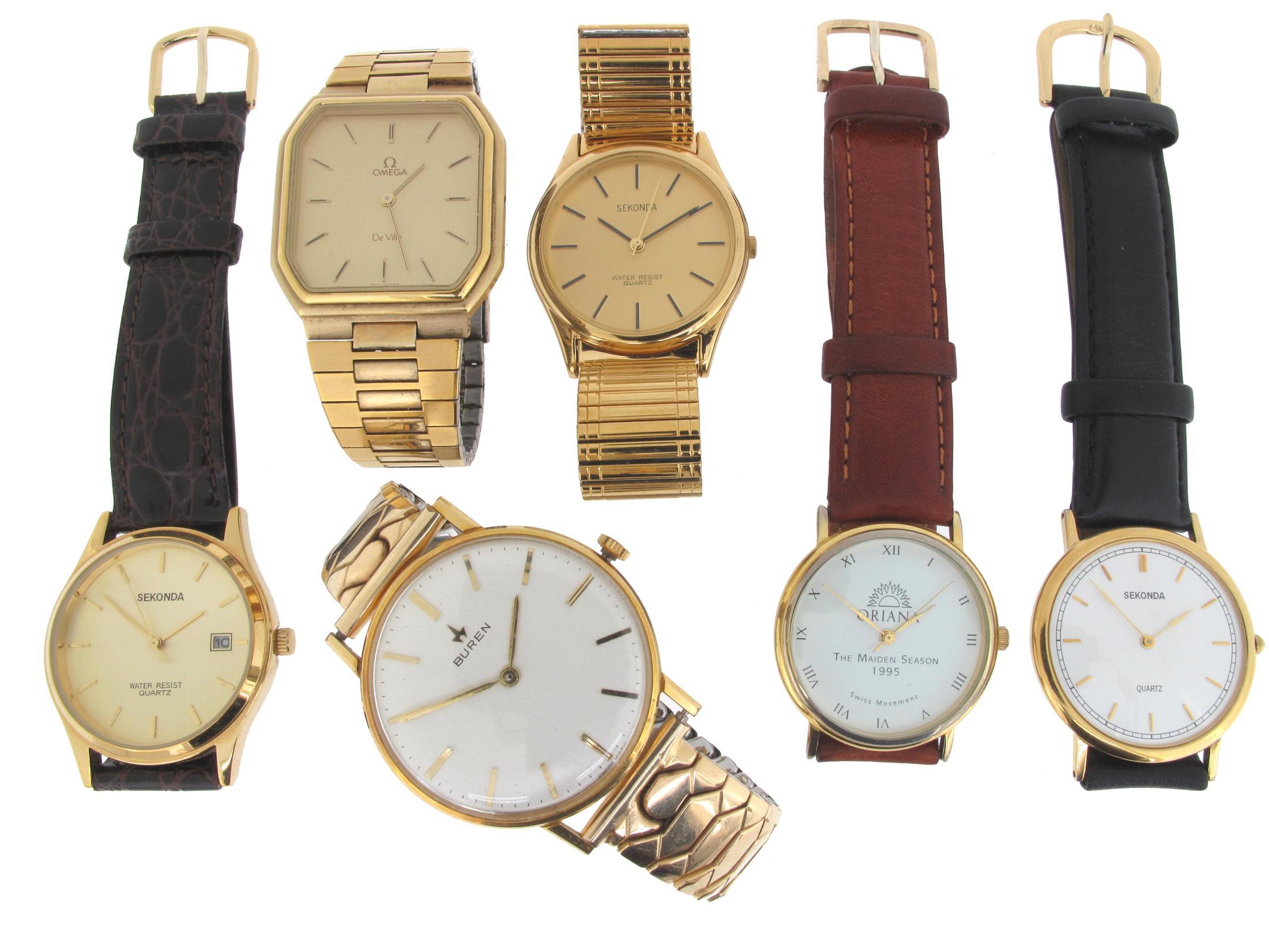 Appraisal: Six assorted wristwatches including an Omega de Ville wristwatch