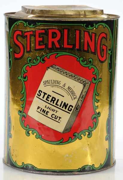 Appraisal: Sterling Tobacco Store Canister Description Beautiful gold metallic variation Tobacco