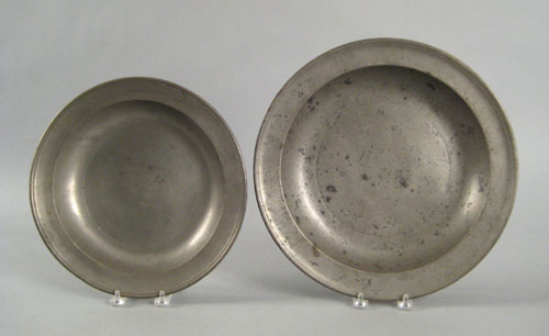 Appraisal: Two Hartford Connecticut pewter deep dishes ca impressed Thomas Boardman