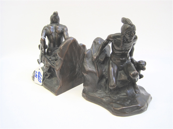 Appraisal: CARL VALDEMAR VIETH PAIR BRONZED PATINATED BOOK ENDS in the