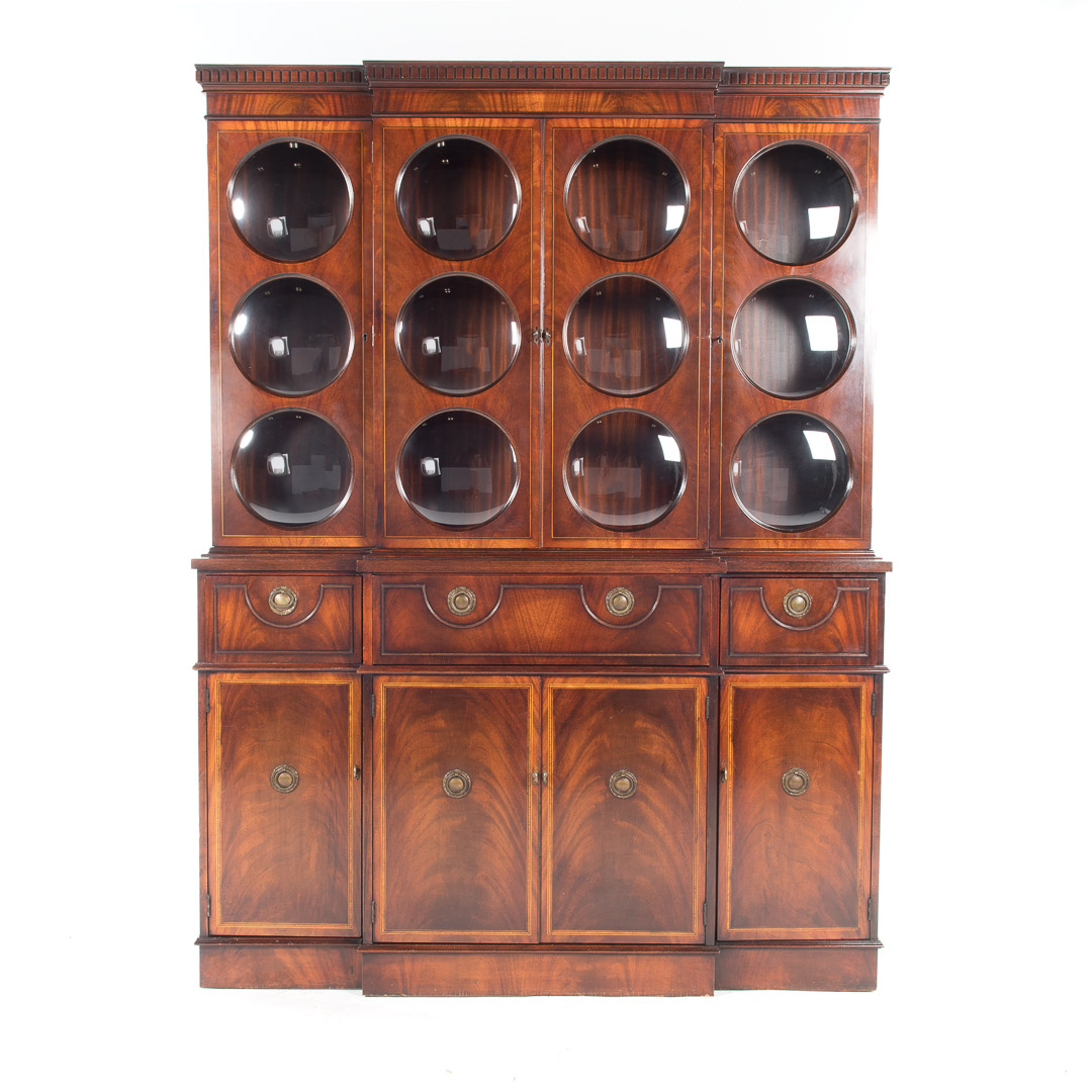 Appraisal: George III style mahogany secretary breakfront th century flat top