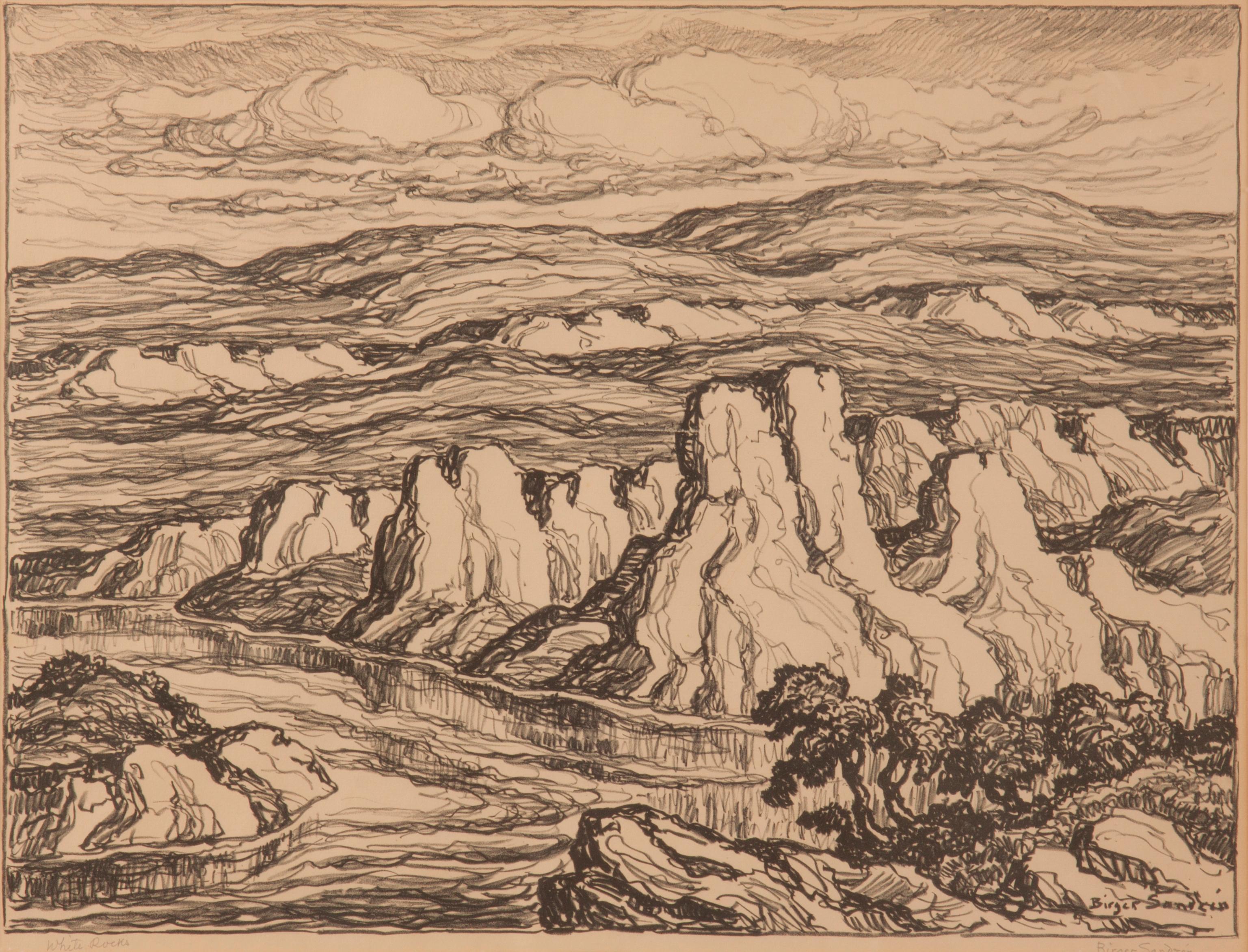 Appraisal: BIRGER SANDZEN 'WHITE ROCKS' PENCIL-SIGNED LITHOGRAPH Birger Sandzen Swedish-American -