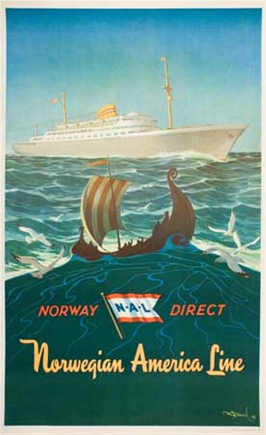 Appraisal: NORWEGIAN AMERICA LINE Oslofjord Norway Direct Norwegian America Line Color