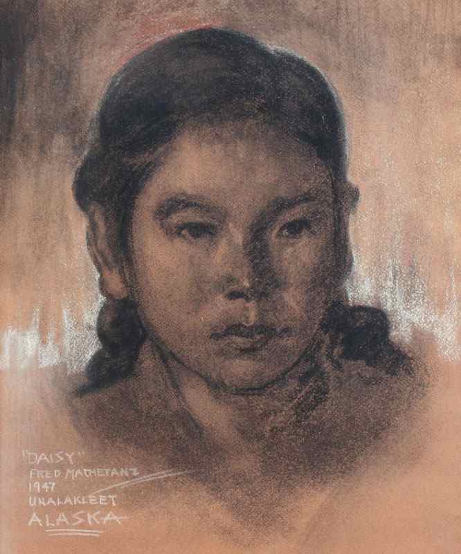 Appraisal: MACHETANZ Fred American - Charcoal Portrait of Daisy sight size