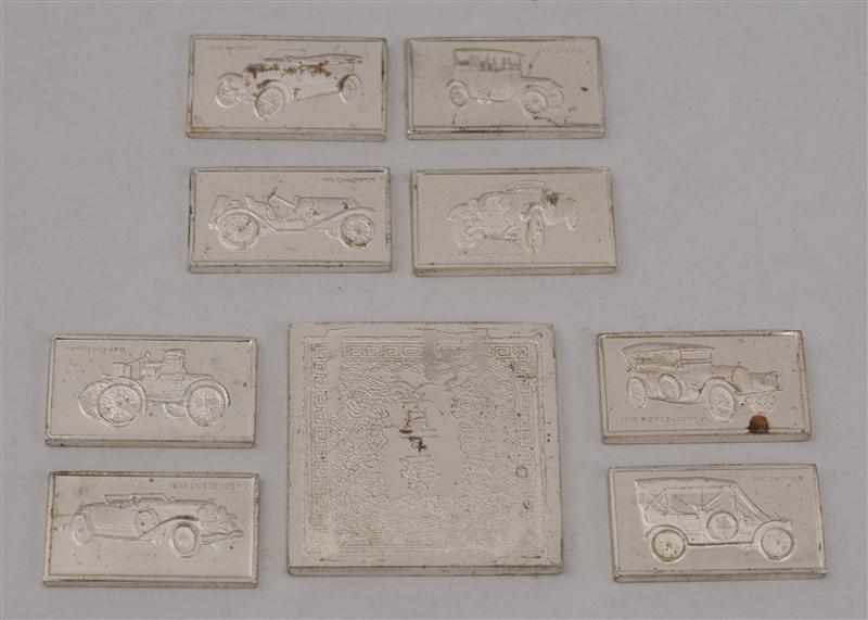 Appraisal: FORTY-SIX SILVER VINTAGE CAR TILES AND A ''JAPAN 'DRAGON' MON