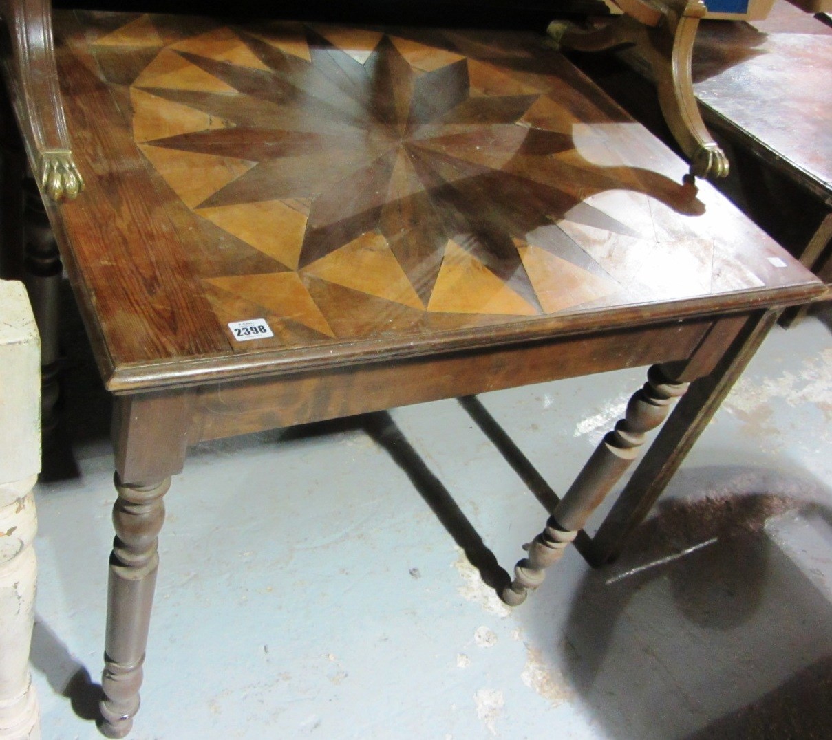 Appraisal: A th century parquetry inlaid rectangular table