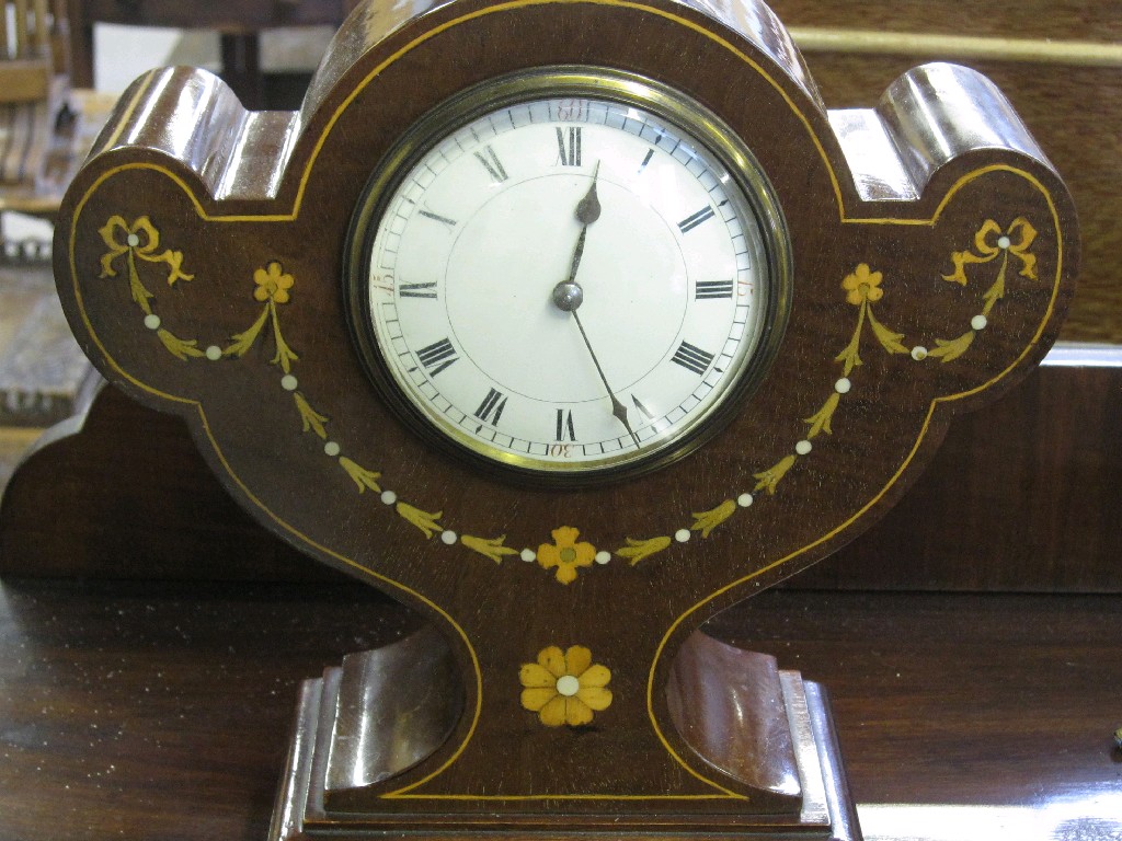 Appraisal: Edwardian mahogany and inlaid mantle clock