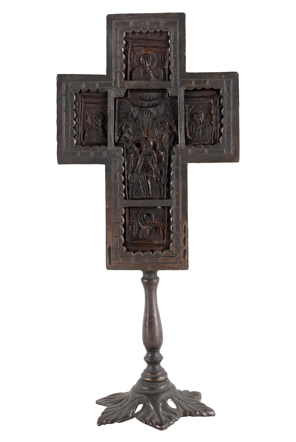 Appraisal: SILVER CRUCIFIX RELIQUARYstamped with hinged top enclosing a wooden cross