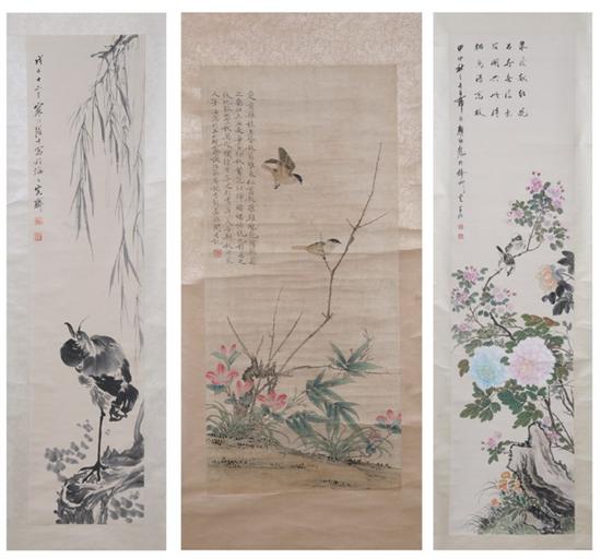 Appraisal: ATTRIBUTED TO YU FEIAN Chinese th century Birds in Flowering