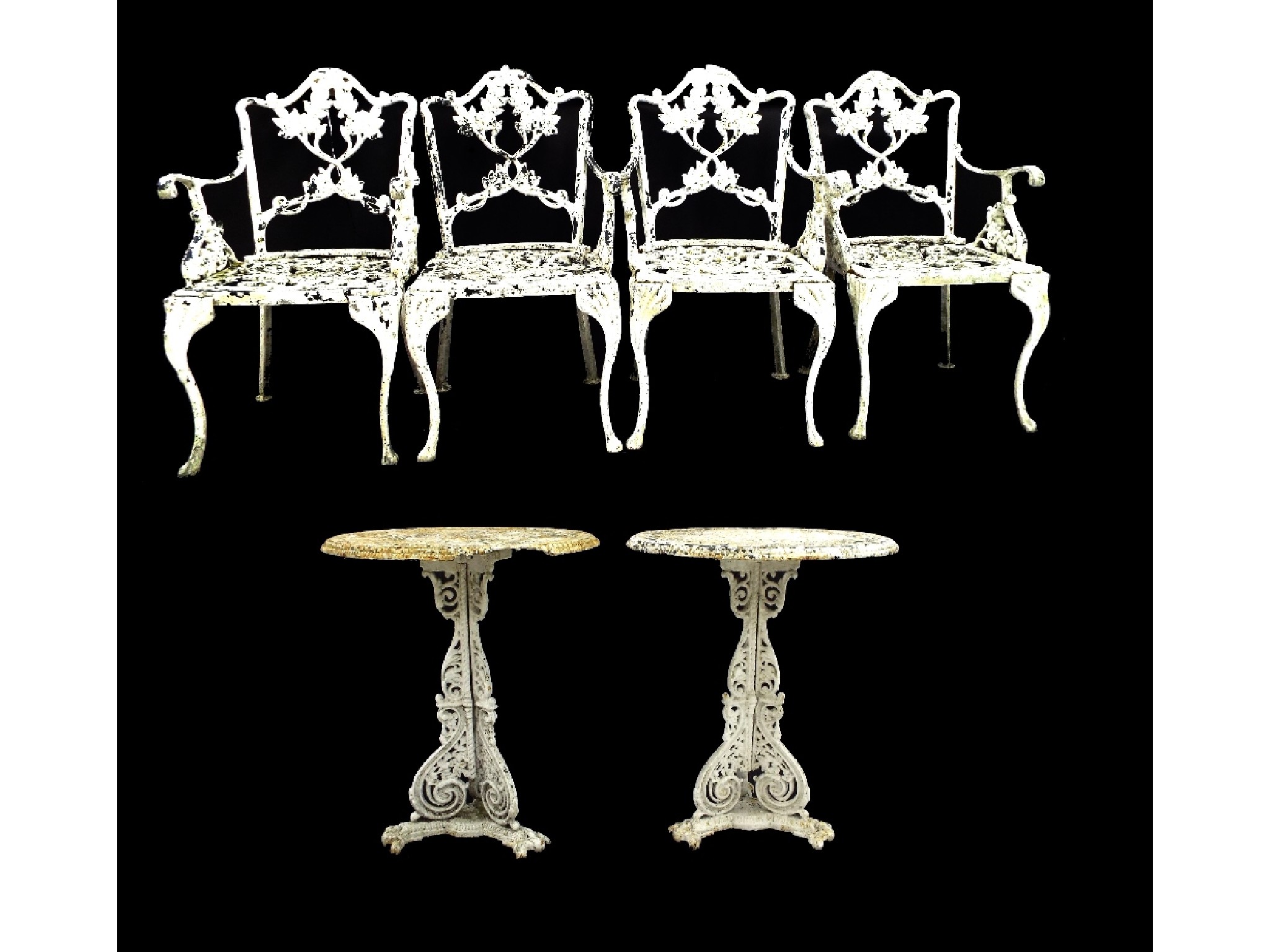 Appraisal: Pair of good cast iron garden tables in the style