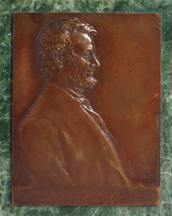 Appraisal: VICTOR DAVID BRENNER American - Abraham Lincoln - bronze on