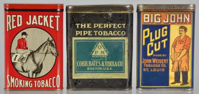 Appraisal: Lot of Vertical Pocket Tobacco Tins Description Includes Big John