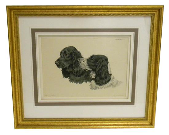 Appraisal: Jane Wood th C etching on paper Cocker depicting two