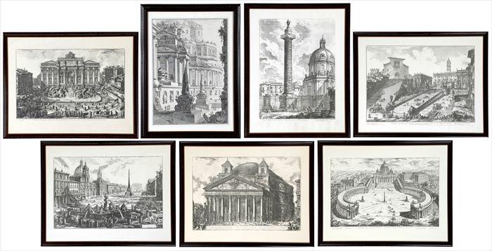 Appraisal: After Giovanni Battista Piranesi Seven Architectural Views Reproduction prints matted