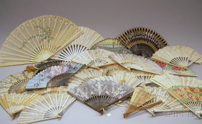 Appraisal: Large Group of Assorted Floral Decorated Paper and Silk Folding