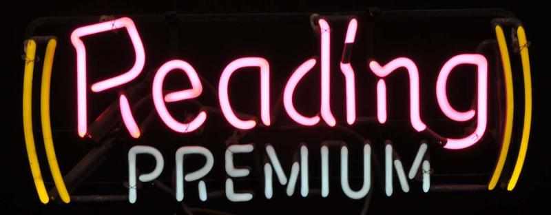 Appraisal: Reading Premium Neon Sign Description s Pink white and yellow