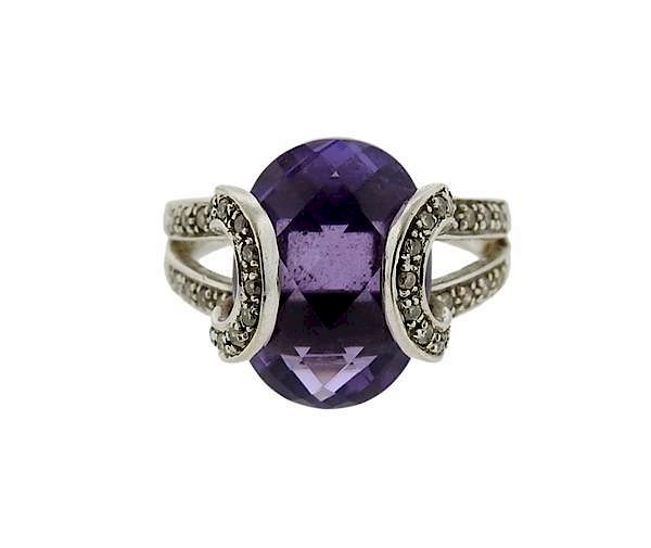 Appraisal: K Gold Diamond Amethyst Ring METAL K gold GEMSTONES diamonds