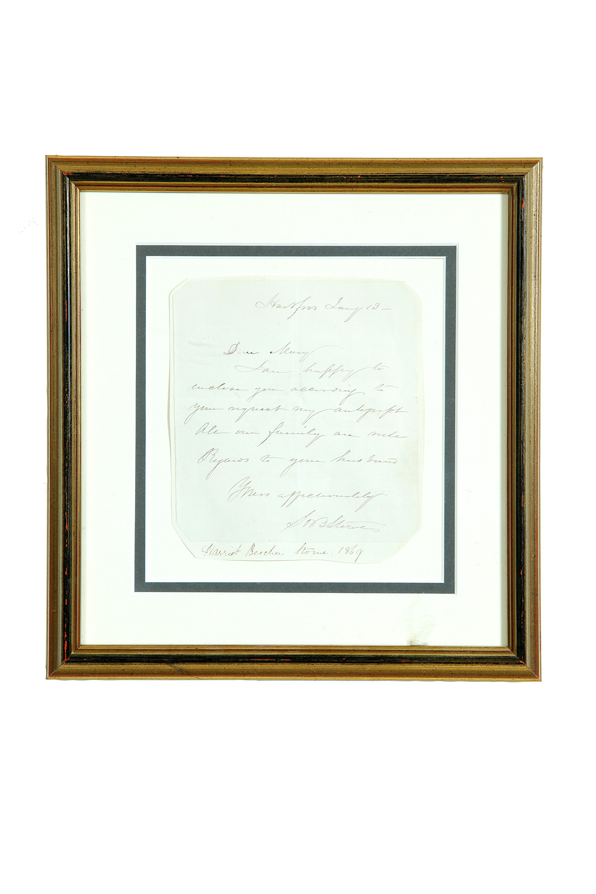 Appraisal: AUTOGRAPHED NOTE SIGNED BY HARRIET BEACHER STOWE Note dated January