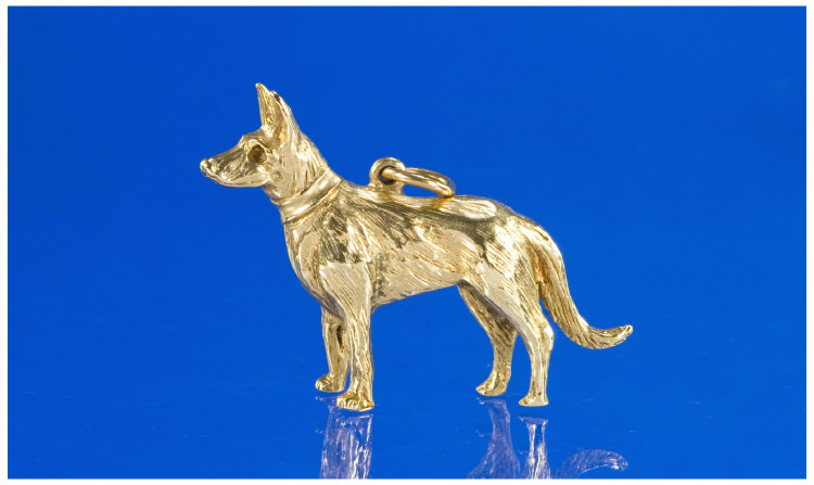 Appraisal: ct Gold Solid Charm Realistically Modelled As A Dog Fully