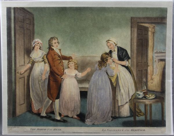 Appraisal: William Redmore Bigg The Birth of an Heir handcolored mezzoting